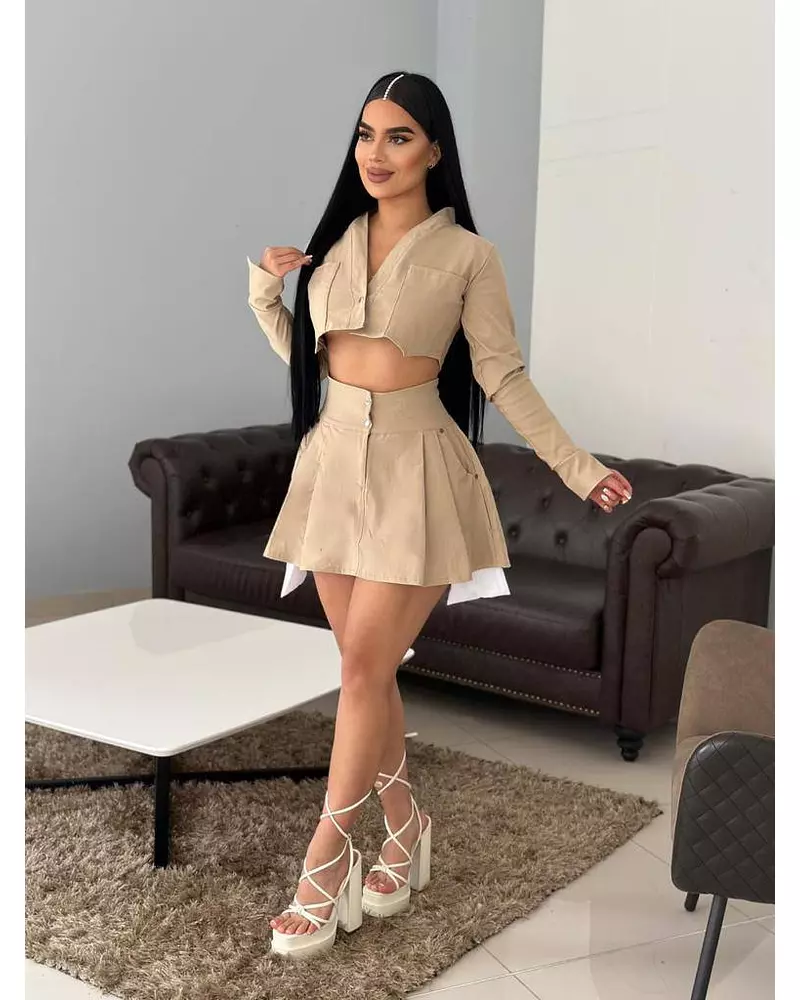 Falda Café + Chaqueta Café