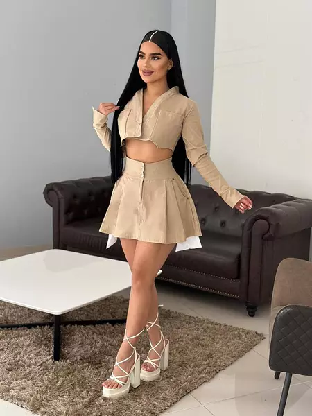Falda Café + Chaqueta Café