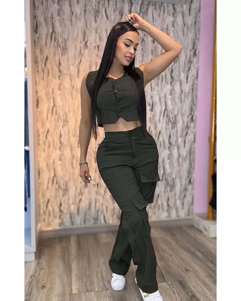 Blusa Verde Oscura + Pantalon Verde Oscuro