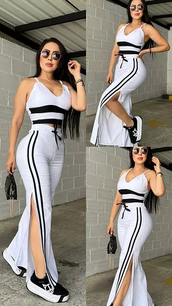 Blusa Blanca + Pantalon Blanco Abierto