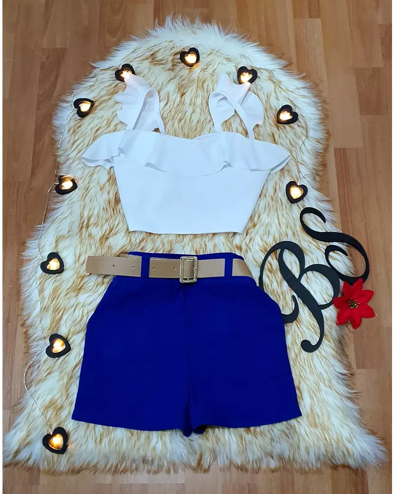 Blusa Blanca + Short Azul
