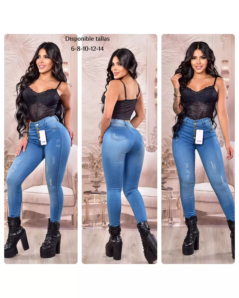 Jean Azul Claro Con Desgastes Para Dama