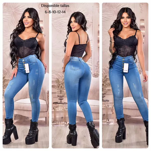 Jean Azul Claro Con Desgastes Para Dama