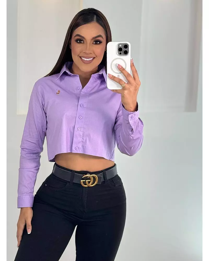 Camisa Morada Corta Manga Larga