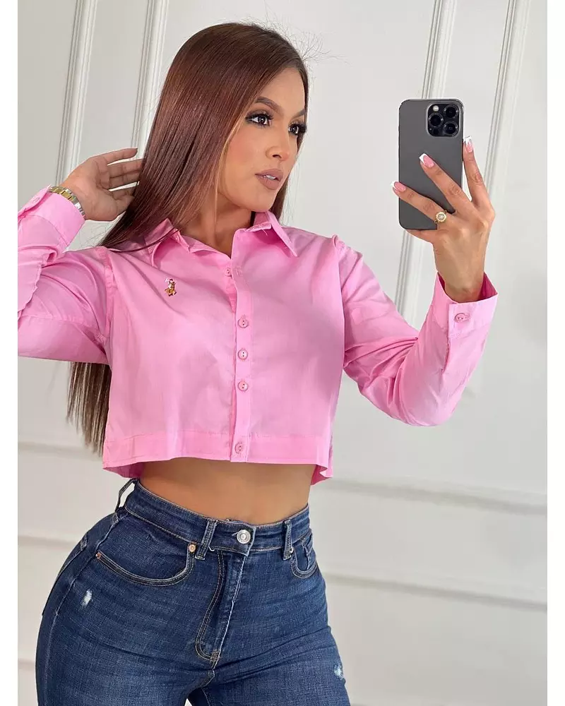 Camisa Rosada Corta Manga Larga
