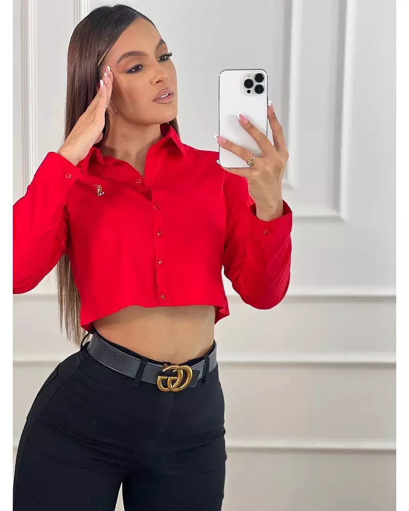 Camisa Roja Corta Manga Larga